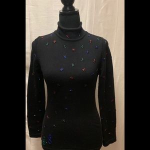 Acorn Black beaded holiday sweater